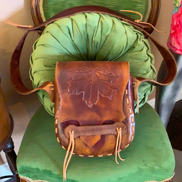 NWOT Genuine Leather Boho Hand Tooled Bag. - Picture 2 of 8